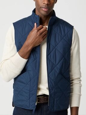 J. Crew Factory Walker Navy Quilted Zip Vest Classic Layering Industrial